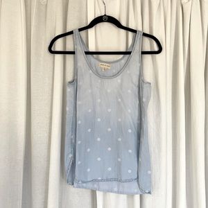 Gently used sleeveless chambray cloth & stone top
